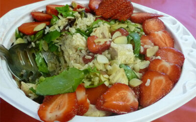 Strawberry Rice Salad with Chicken & Almonds