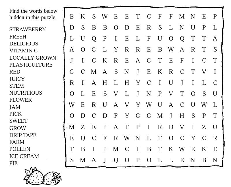 Strawberry Word Search Puzzle